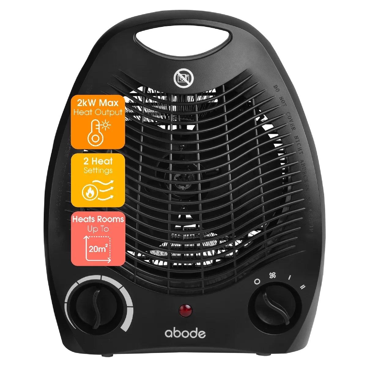 Abode AFH1002B 2kW Fan Heater in Black