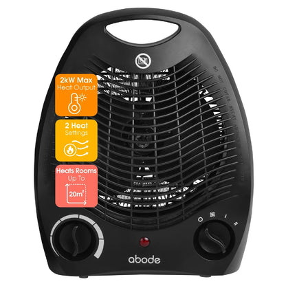Abode AFH1002B 2kW Fan Heater in Black