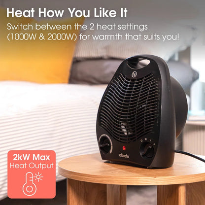 Abode AFH1002B 2kW Fan Heater in Black