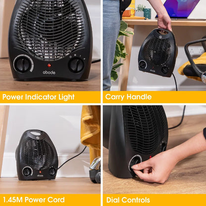 Abode AFH1002B 2kW Fan Heater in Black