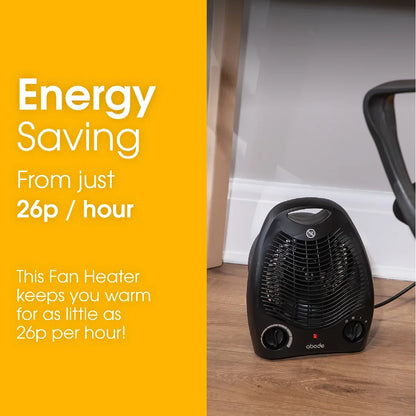 Abode AFH1002B 2kW Fan Heater in Black
