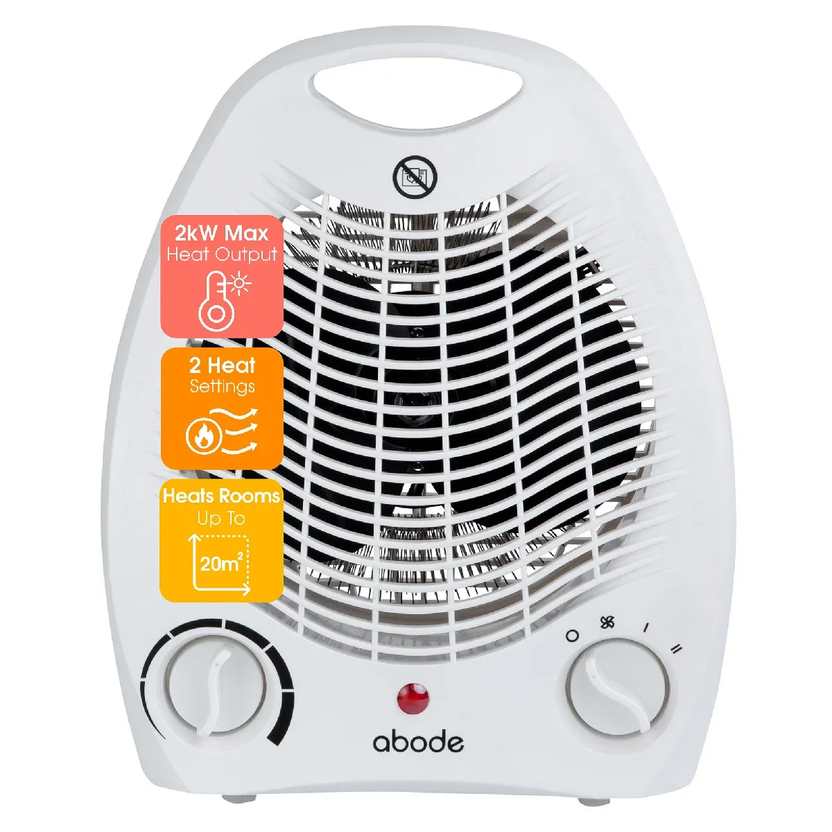 Abode AFH1002 2kW Fan Heater in White
