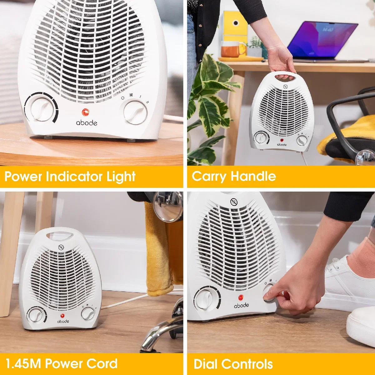 Abode AFH1002 2kW Fan Heater in White