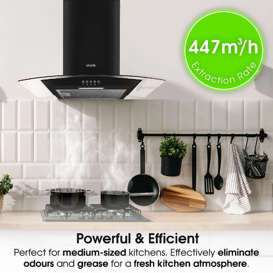 Abode AGCH6031B 60cm Curved Glass Cooker Hood - Black
