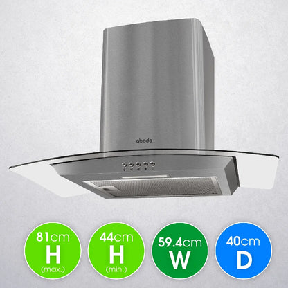Abode AGCH6031SS 60cm Curved Glass Cooker Hood - Stainless Steel