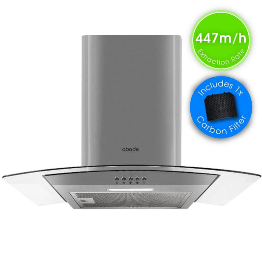 Abode AGCH6031SS 60cm Curved Glass Cooker Hood - Stainless Steel
