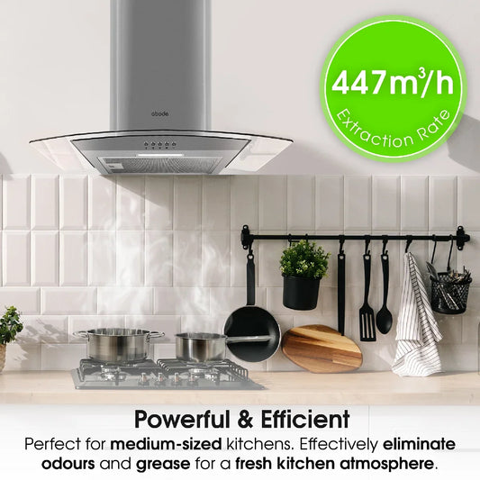 Abode AGCH6031SS 60cm Curved Glass Cooker Hood - Stainless Steel