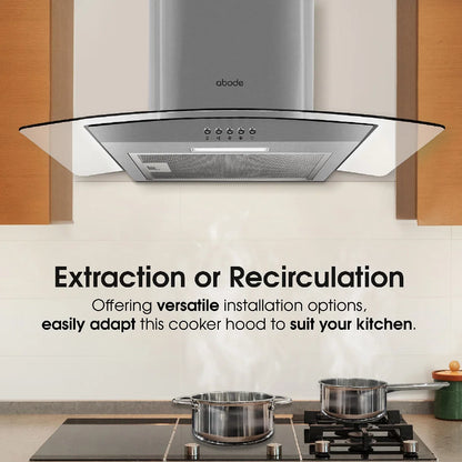 Abode AGCH6031SS 60cm Curved Glass Cooker Hood - Stainless Steel