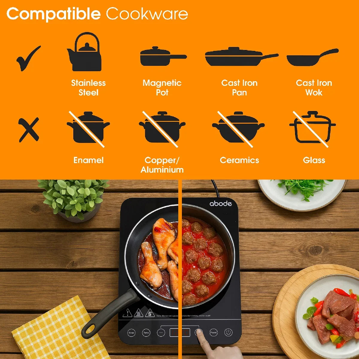 Abode AINDH1002 Single Induction Hob in Black