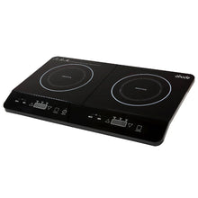 Abode AINDH2002 Portable Double Induction Hob, Digital Dual Control 2.8kW Plug & Play - Black