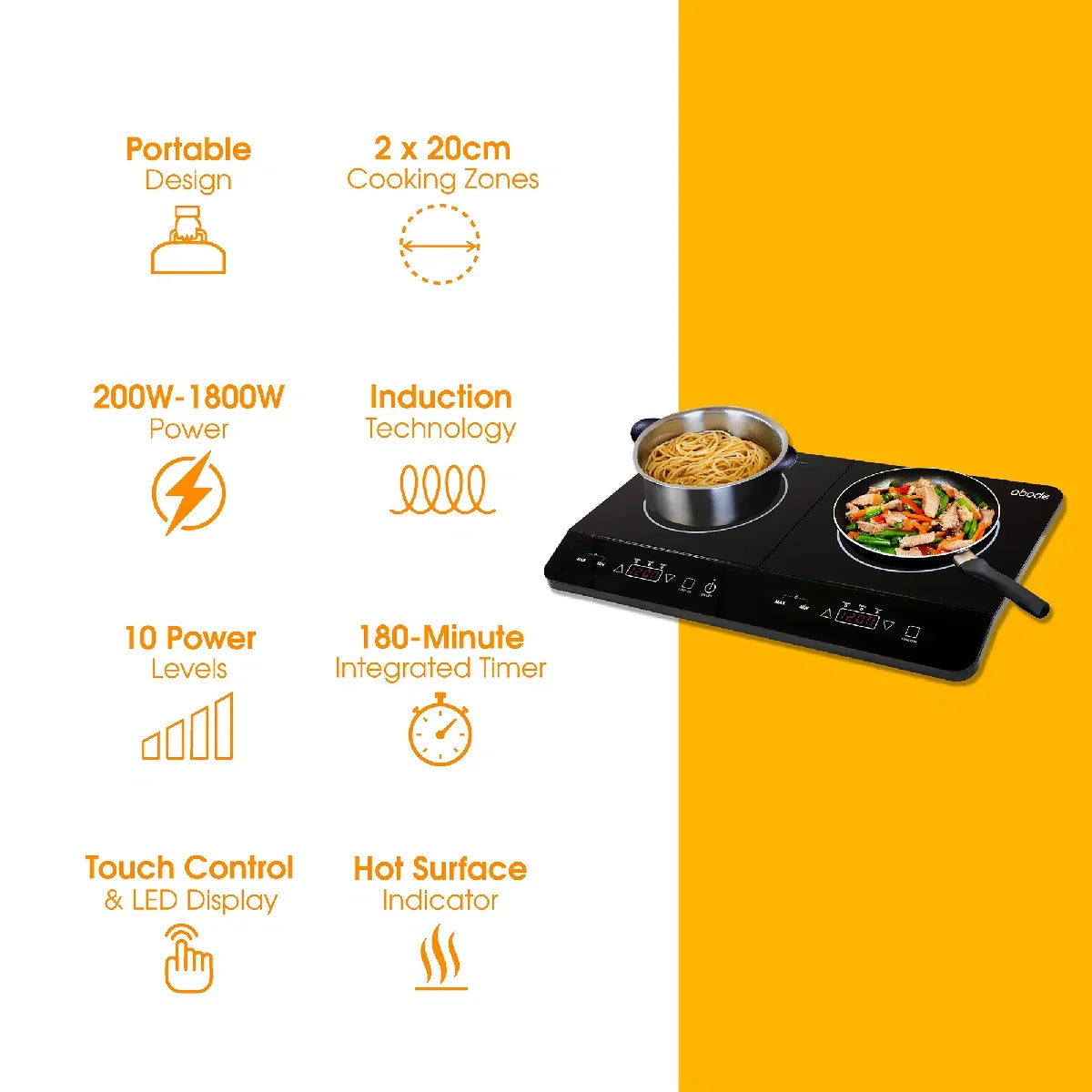 Abode AINDH2003, Double Induction Hob in Black