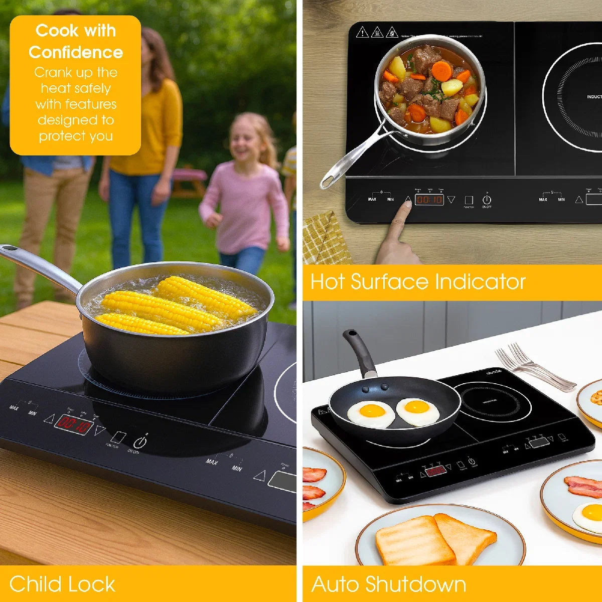 Abode AINDH2003, Double Induction Hob in Black