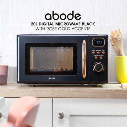 Abode 20 Litre Retro Black & Rose Gold Digital Microwave AMD2004BRG/02