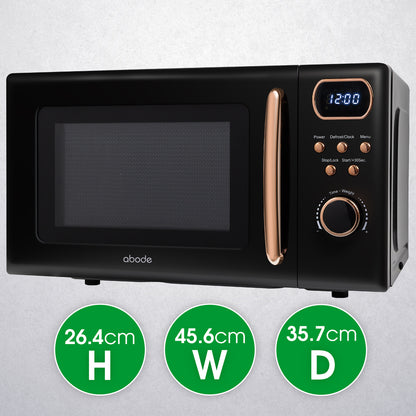 Abode 20 Litre Retro Black & Rose Gold Digital Microwave AMD2004BRG/02