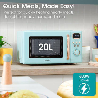 Abode 20 Litre Retro Blue & Rose Gold Digital Microwave AMD2004GRG/02