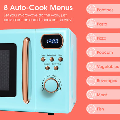 Abode 20 Litre Retro Blue & Rose Gold Digital Microwave AMD2004GRG/02