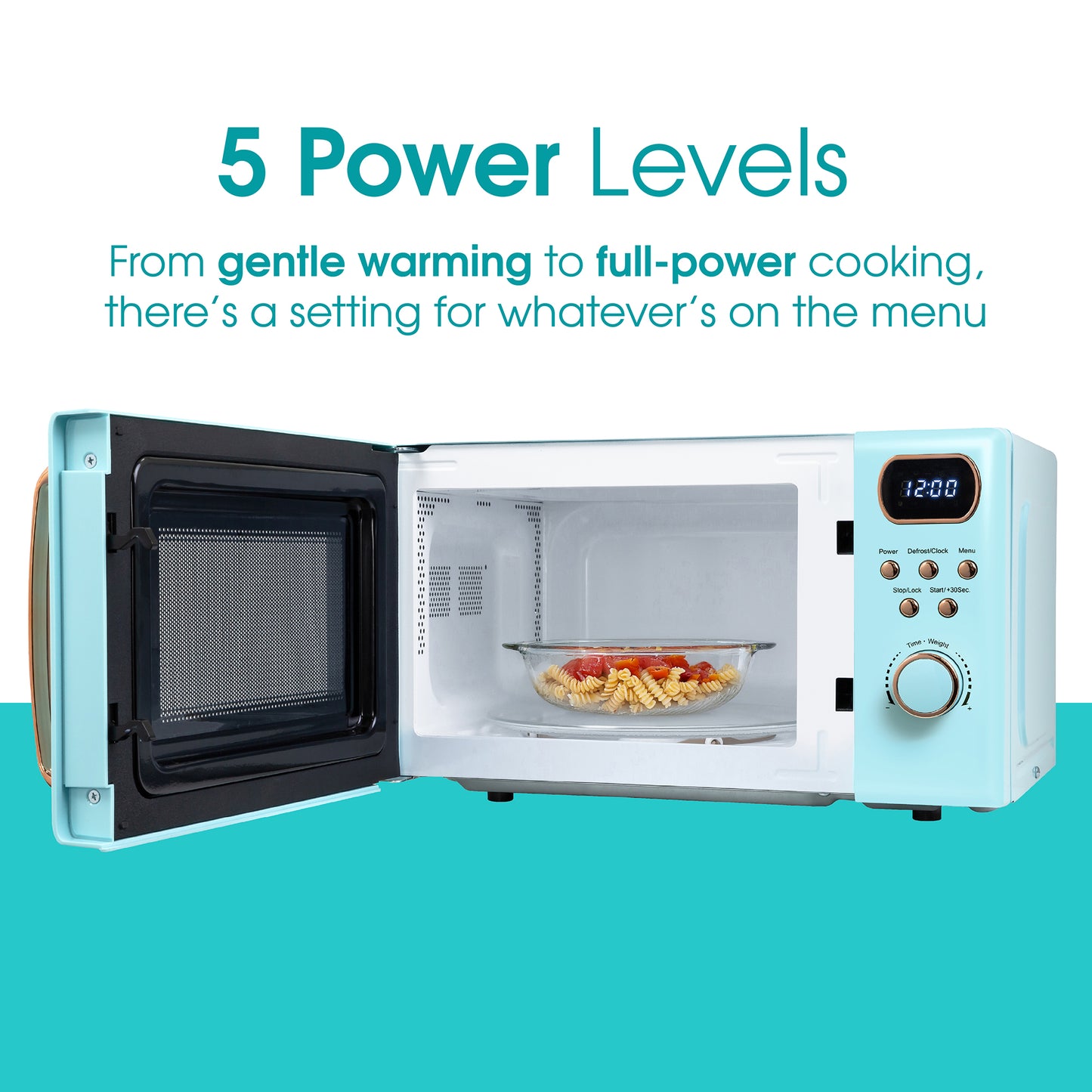 Abode 20 Litre Retro Blue & Rose Gold Digital Microwave AMD2004GRG/02