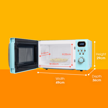 Abode 20 Litre Retro Blue & Rose Gold Digital Microwave AMD2004GRG/02