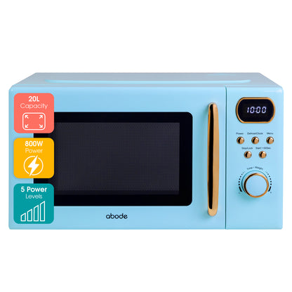 Abode 20 Litre Retro Blue & Rose Gold Digital Microwave AMD2004GRG/02