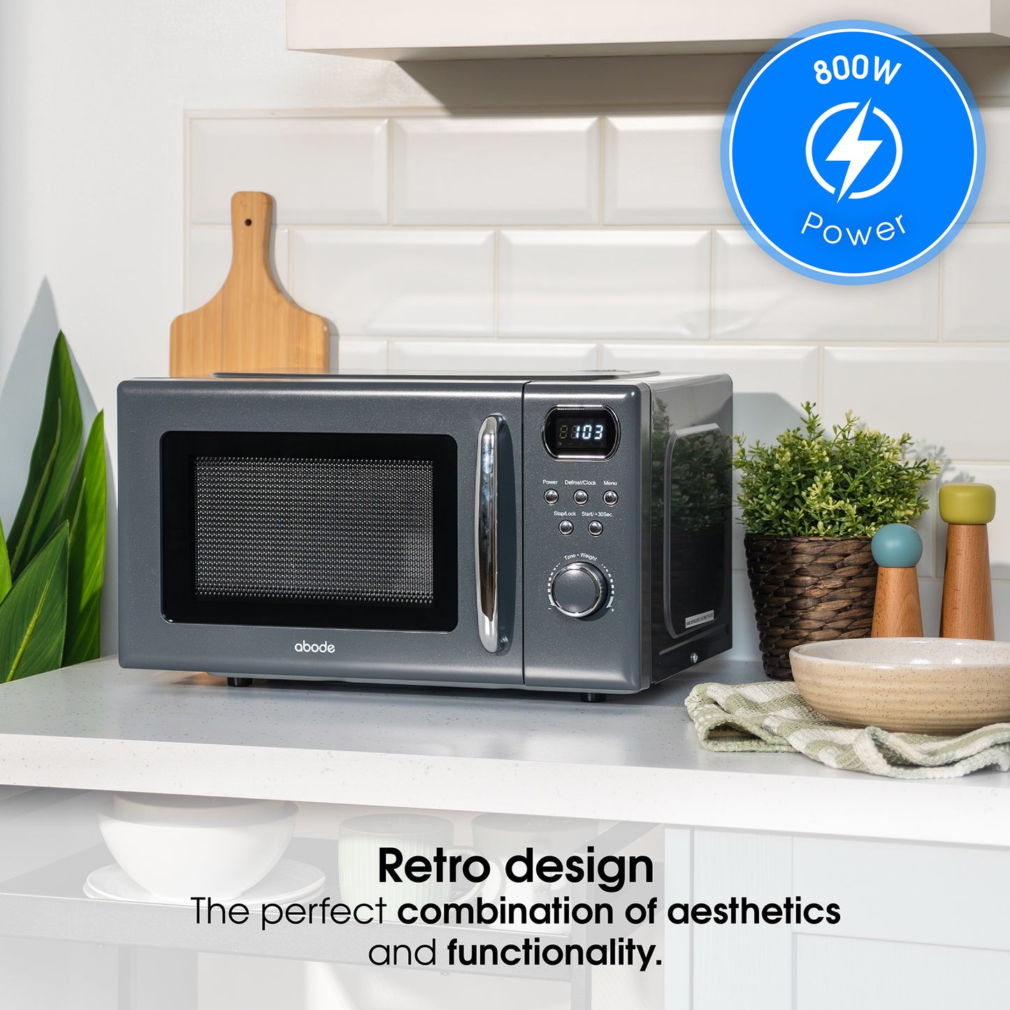 Abode 20 Litre Retro Grey Digital Microwave AMD2004G/02