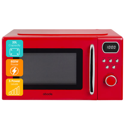 Abode 20 Litre Retro Red Digital Microwave AMD2004R/02
