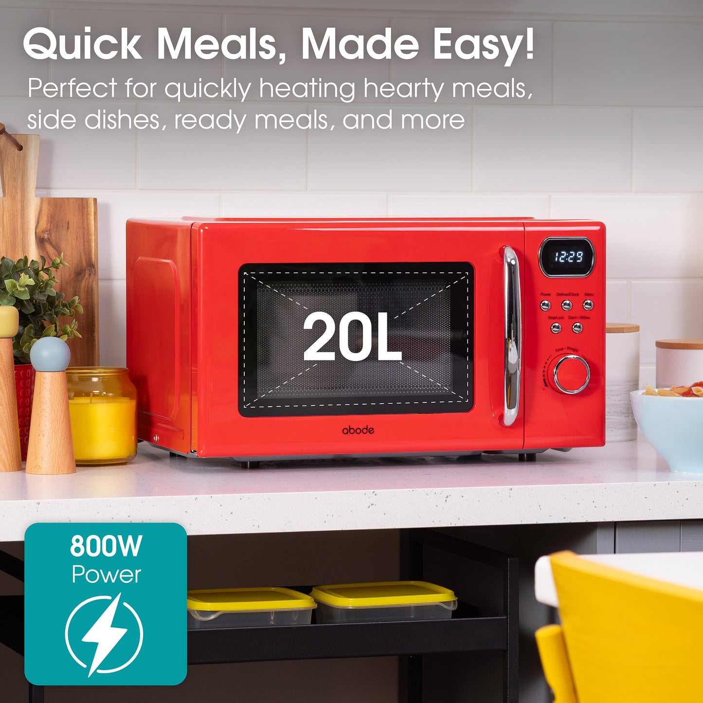Abode 20 Litre Retro Red Digital Microwave AMD2004R/02