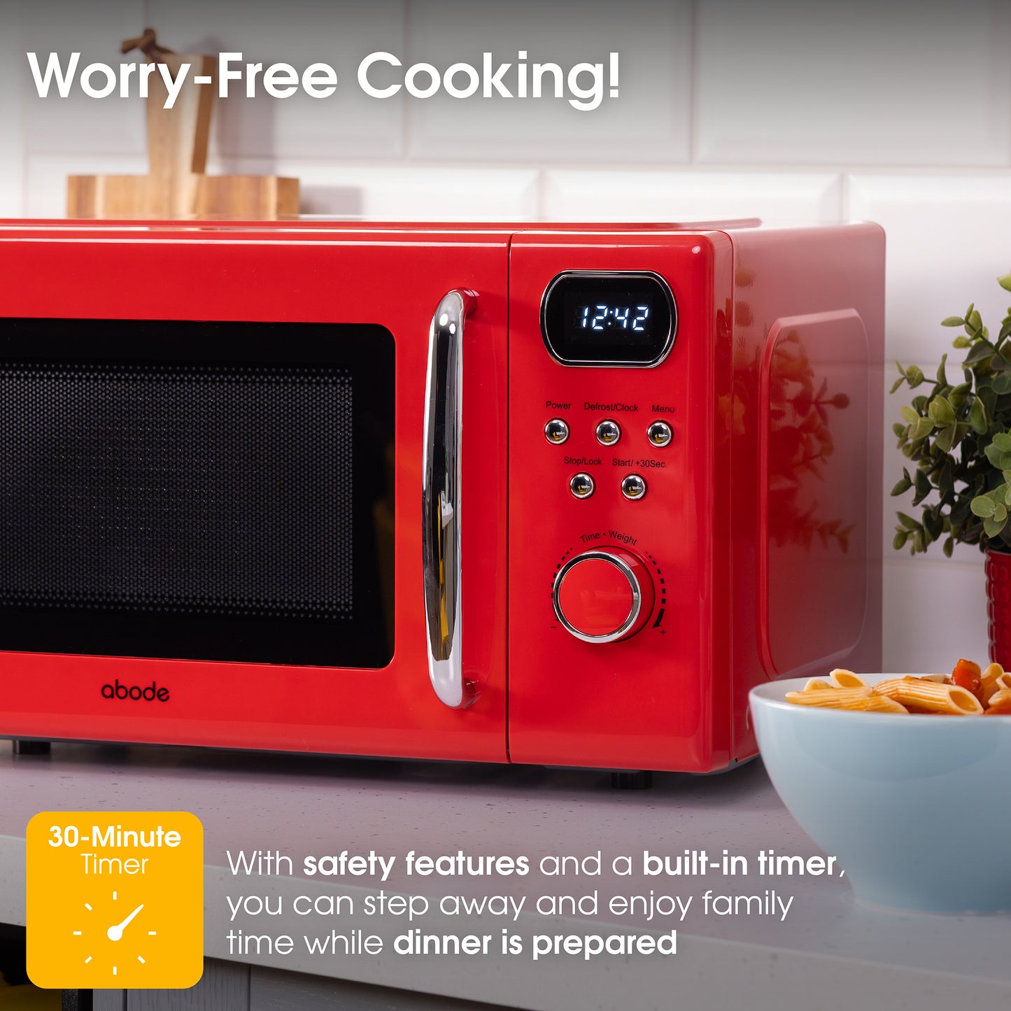 Abode 20 Litre Retro Red Digital Microwave AMD2004R/02