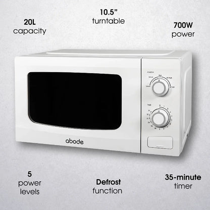 Abode AMM2001-M 20L Manual Microwave - White