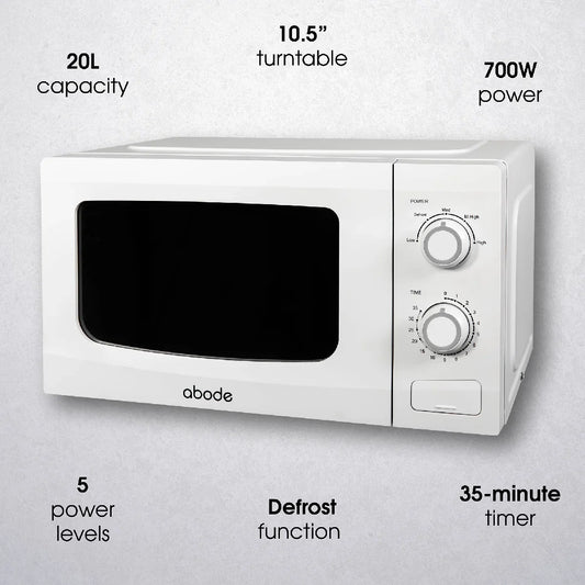 Abode AMM2001-M 20L Manual Microwave - White