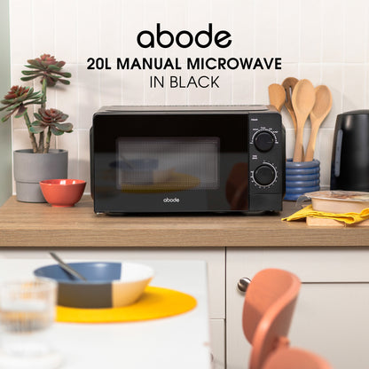 Abode 20 Litre Black Manual Microwave AMM2005B/01