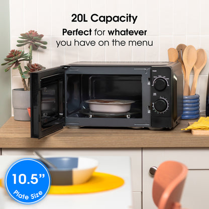 Abode 20 Litre Black Manual Microwave AMM2005B/01