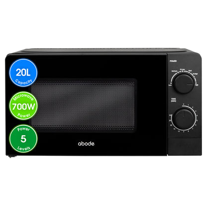 Abode 20 Litre Black Manual Microwave AMM2005B/01