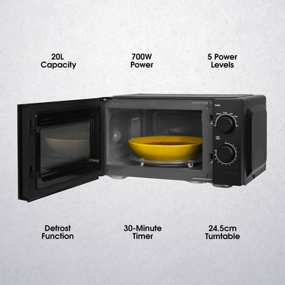 Abode 20 Litre Black Manual Microwave AMM2005B/01