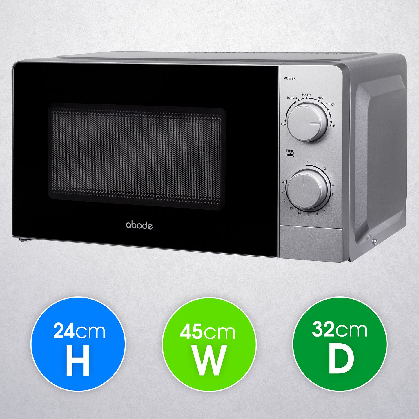 Abode 20 Litre Silver Manual Microwave AMM2005S/01