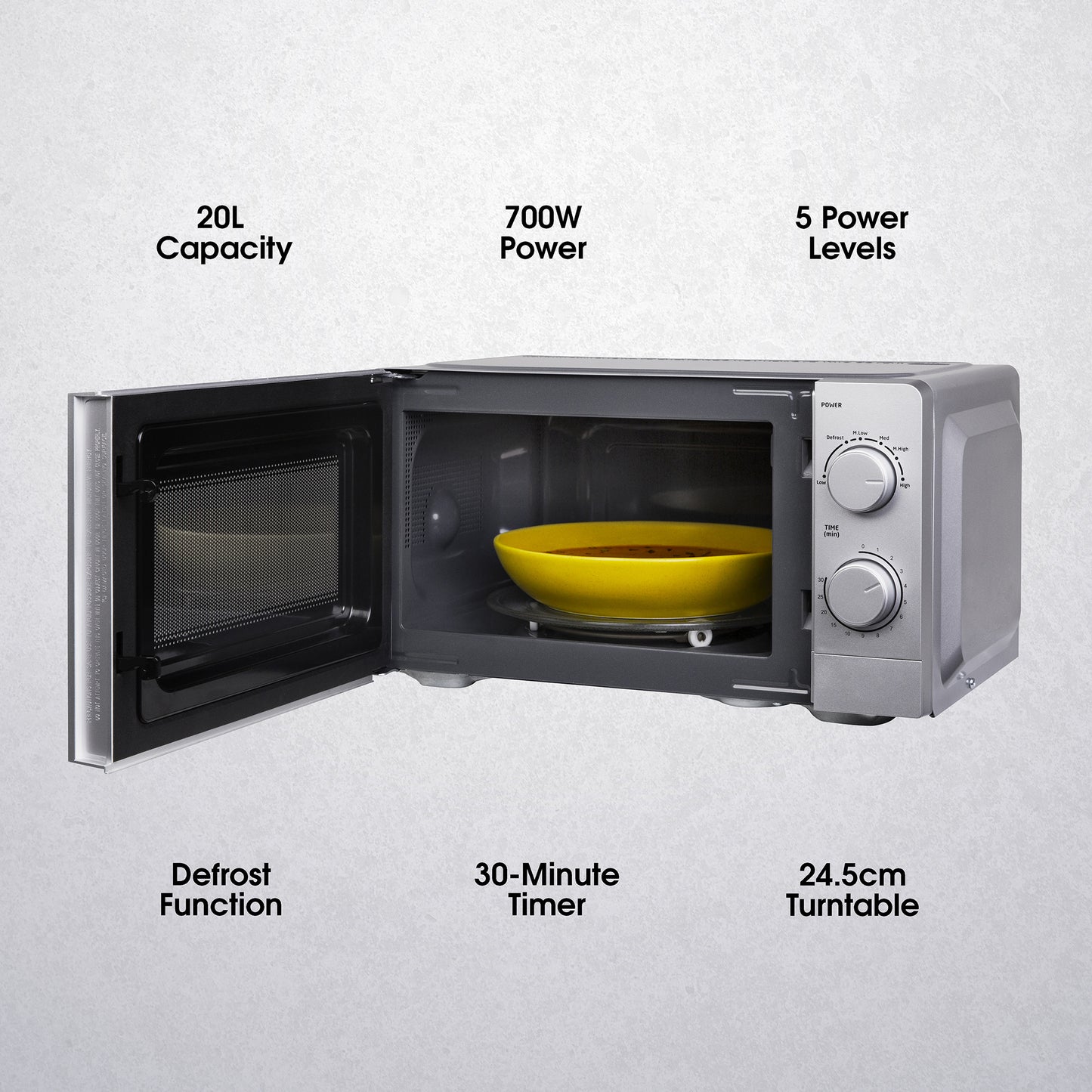 Abode 20 Litre Silver Manual Microwave AMM2005S/01