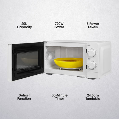 Abode 20 Litre White Manual Microwave AMM2005/01