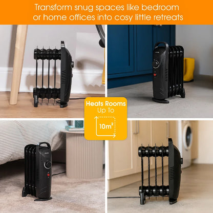 Abode AOFR5001B 5 Fin Oil Filled Radiator in Black
