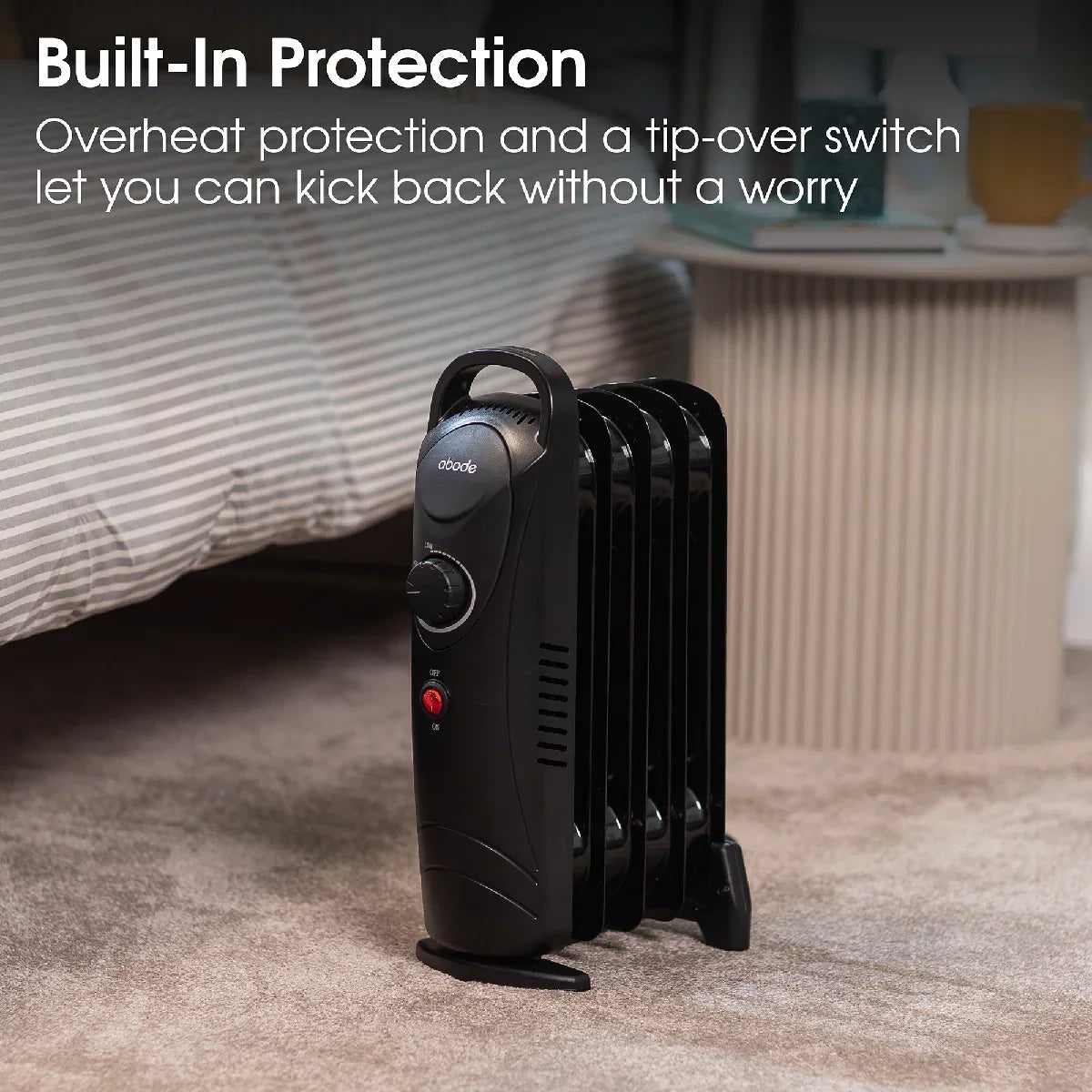Abode AOFR5001B 5 Fin Oil Filled Radiator in Black
