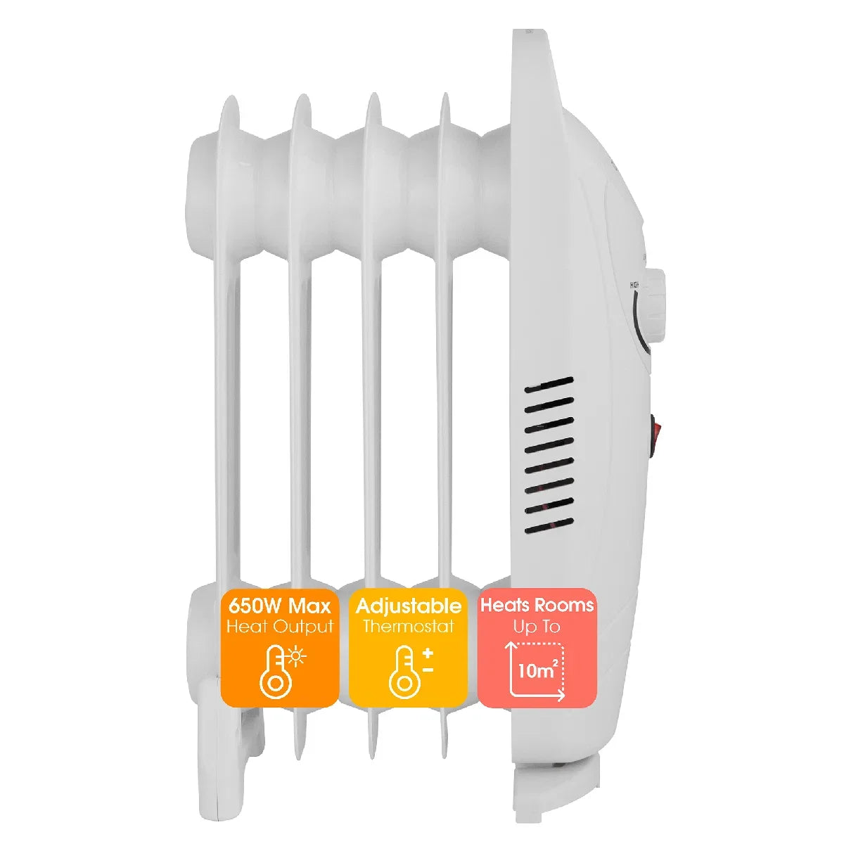 Abode AOFR5001 5 Fin Oil Filled Radiator in White