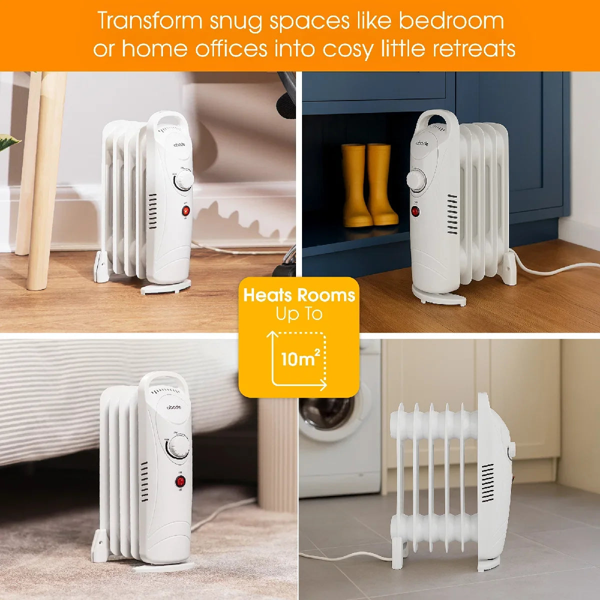 Abode AOFR5001 5 Fin Oil Filled Radiator in White