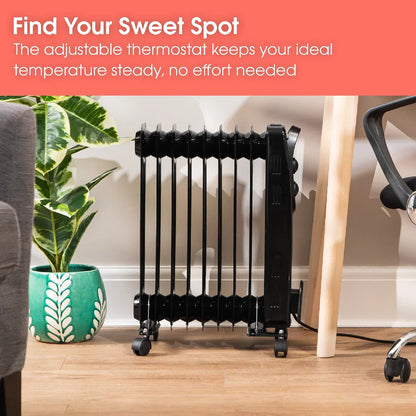 Abode AOFR9003B, 2kW 9 Fin Oil Filled Radiator in Black