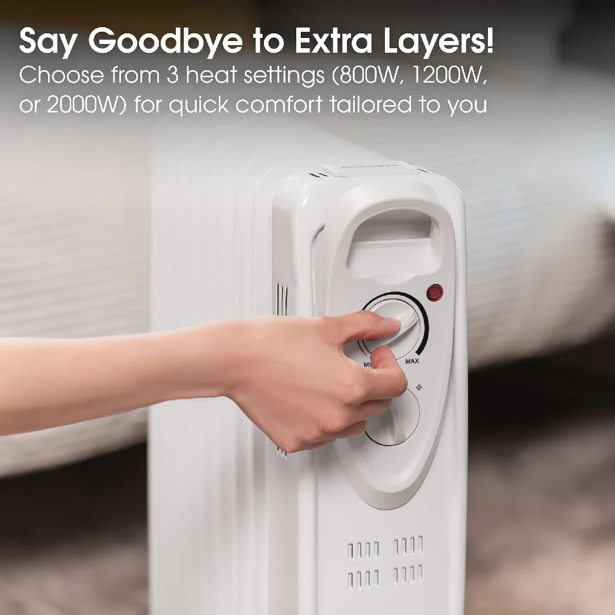 Abode AOFR9003, 2kW 9 Fin Oil Filled Radiator in White