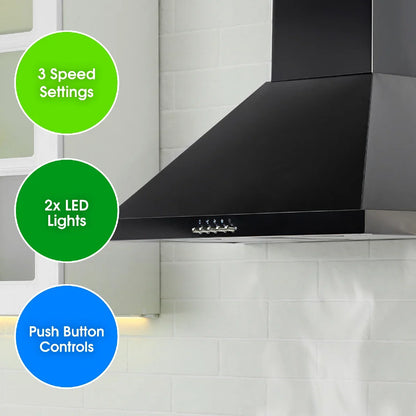 Abode ASCH6031B 60cm Chimney Cooker Hood - Black