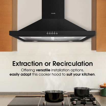 Abode ASCH6031B 60cm Chimney Cooker Hood - Black