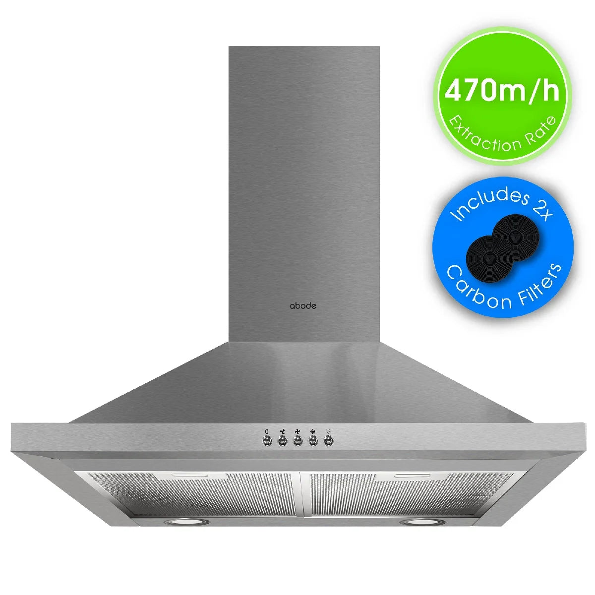 Abode ASCH6031SS 60cm Chimney Cooker Hood - Stainless Steel