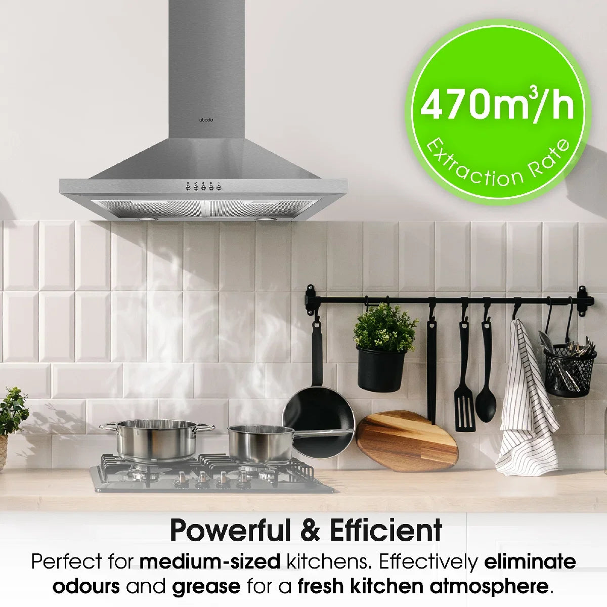 Abode ASCH6031SS 60cm Chimney Cooker Hood - Stainless Steel