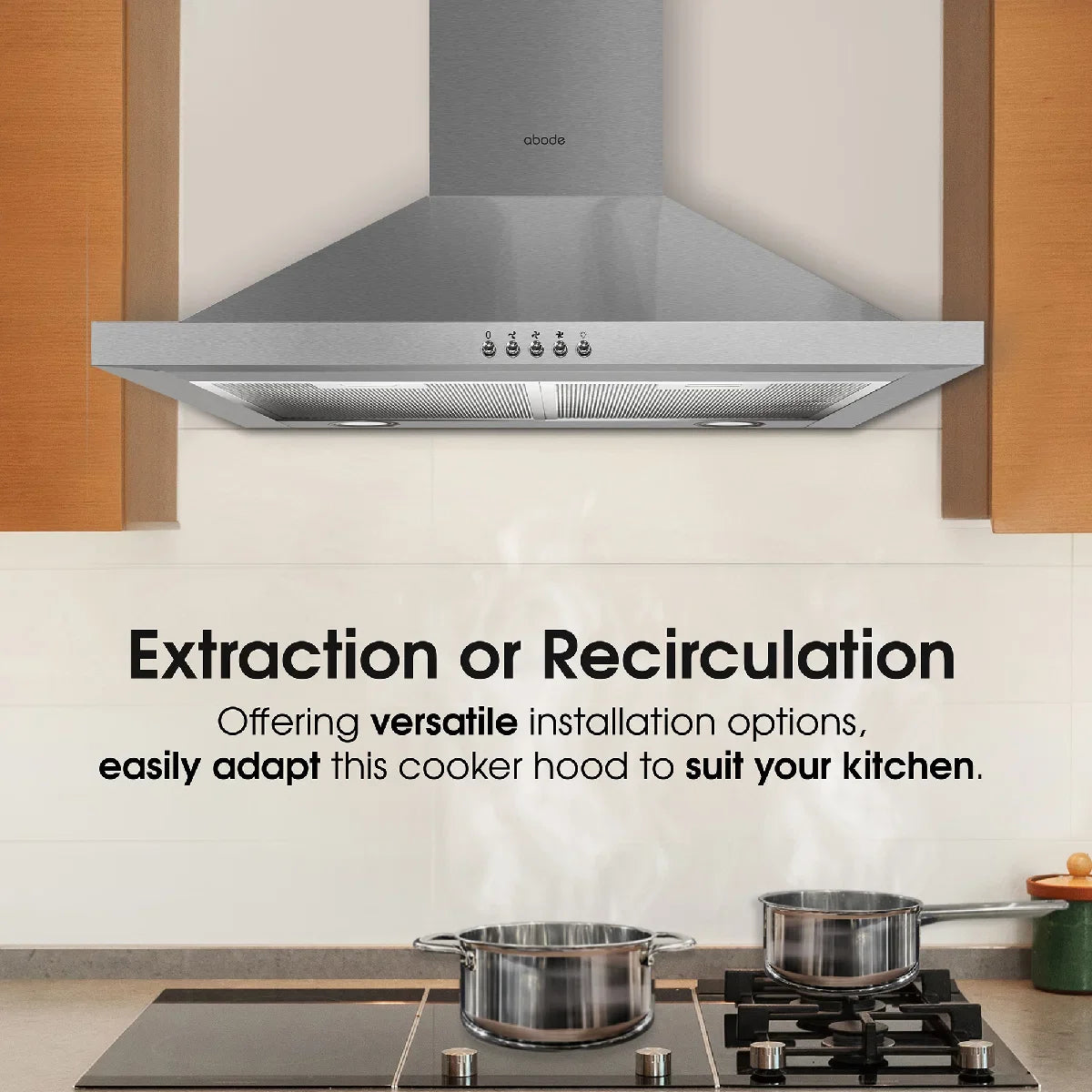 Abode ASCH6031SS 60cm Chimney Cooker Hood - Stainless Steel
