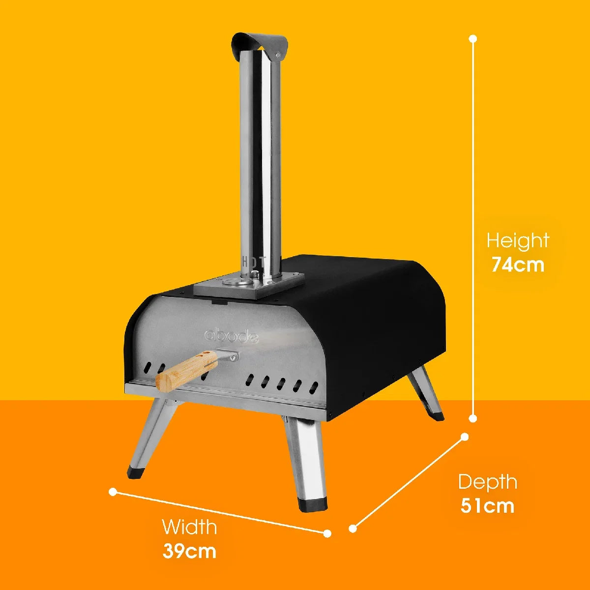 Abode AWPPO01BPC, 13” Wood Pellet Pizza Oven with Paddle & Carry Bag in Black