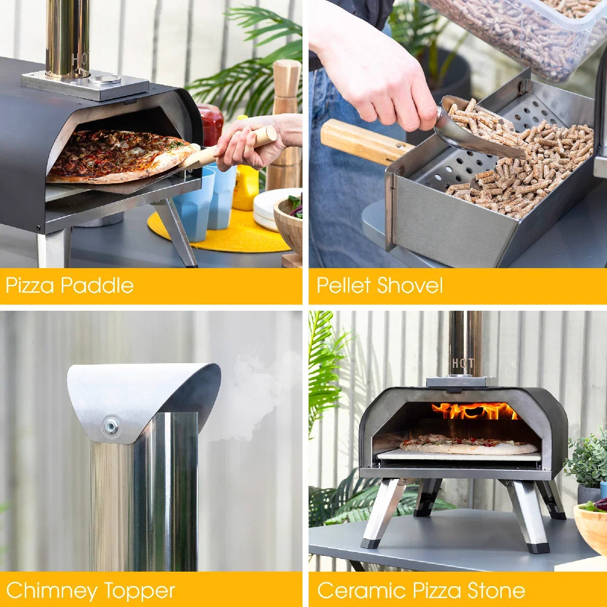 Abode AWPPO01BPC, 13” Wood Pellet Pizza Oven with Paddle & Carry Bag in Black