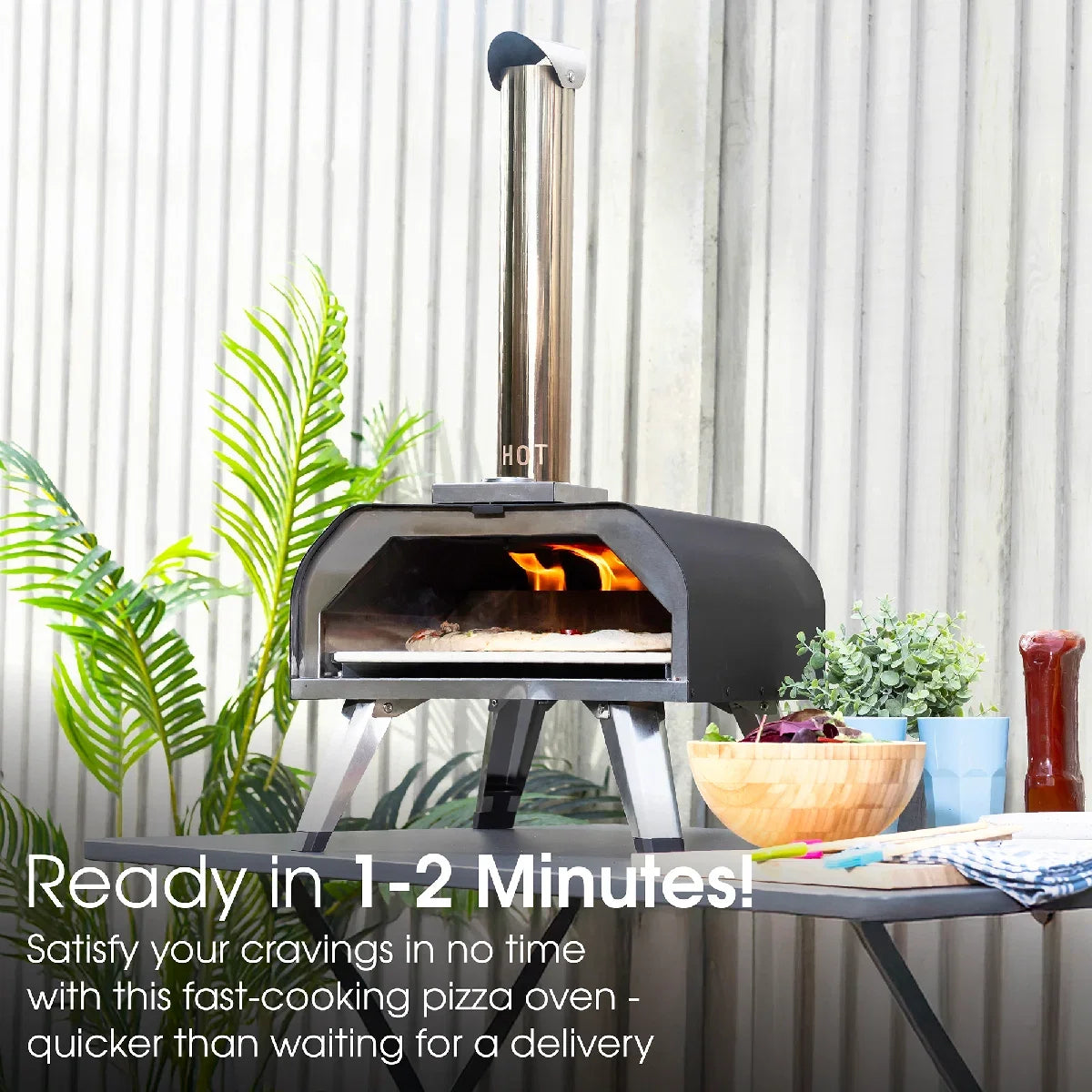 Abode AWPPO01BPC, 13” Wood Pellet Pizza Oven with Paddle & Carry Bag in Black